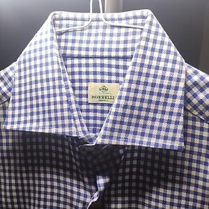 Italian Blue Checkered Men's Shirt-Napoli